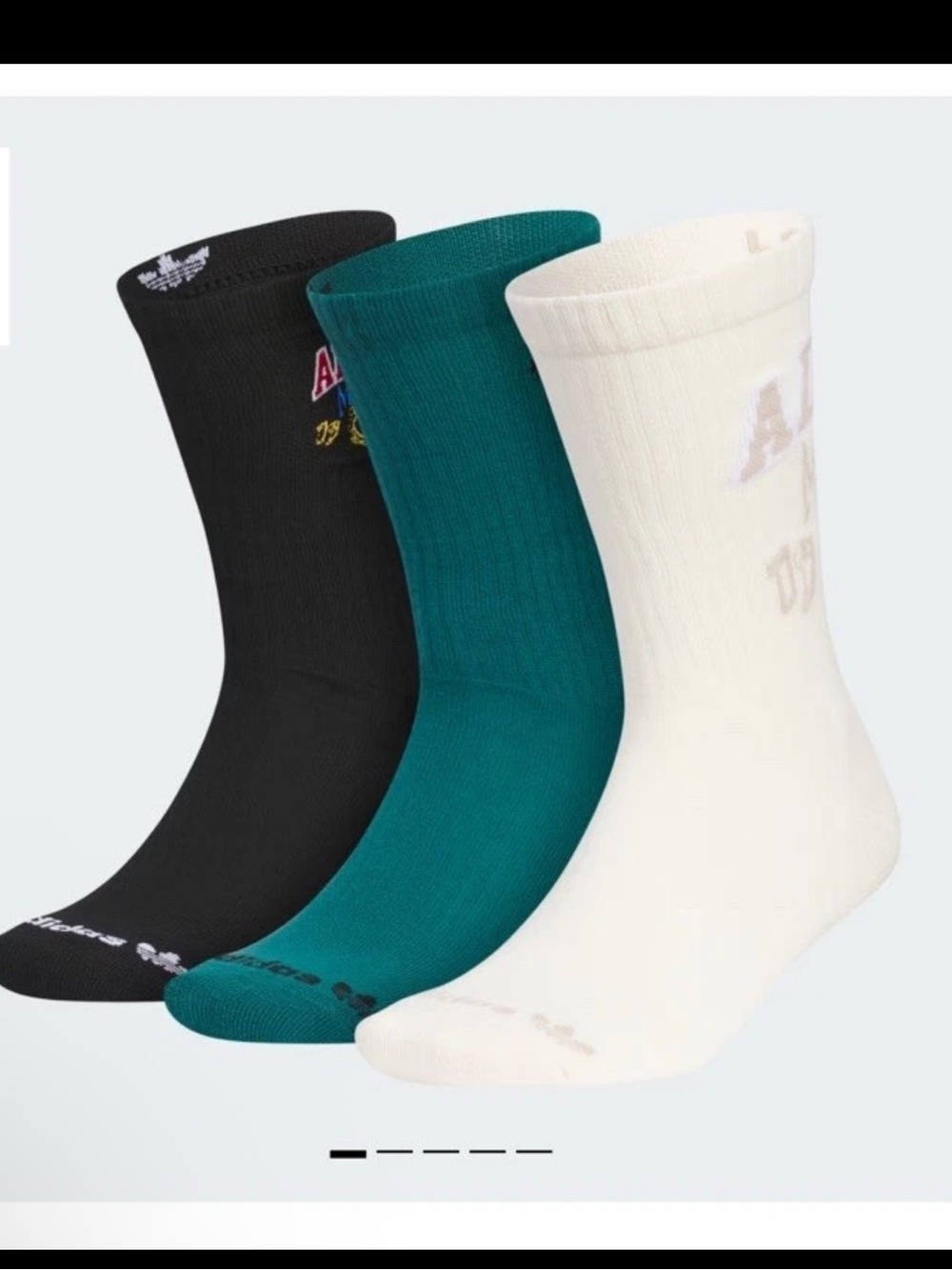 NWT adidas 6 pair Men’s Crew Socks — Black, Teal, Cream Sz L